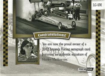 2012 Press Pass Legends - Autographs Gold #LG-SM Shirley Muldowney Back
