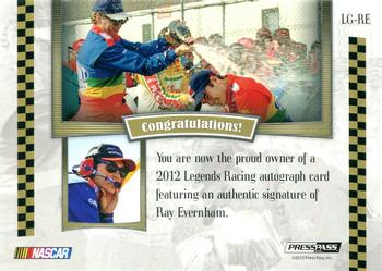 2012 Press Pass Legends - Autographs Silver #LG-RE Ray Evernham Back