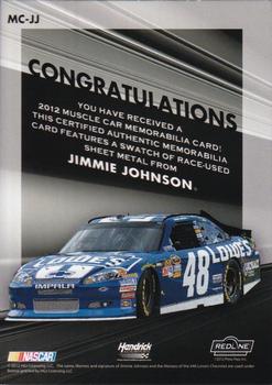 2012 Press Pass Redline - Muscle Car Memorabilia Gold #MC-JJ Jimmie Johnson Back