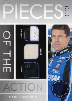 2012 Press Pass Redline - Pieces of the Action Blue #PA-CE Carl Edwards Front