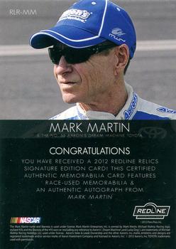 2012 Press Pass Redline - Relic Autographs Gold #RLR-MM Mark Martin Back