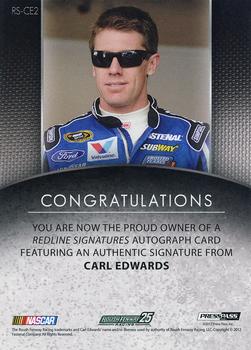 2012 Press Pass Redline - Signatures Blue #RS-CE2 Carl Edwards Back