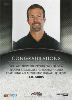 2012 Press Pass Redline - Signatures Red #RS-JD J.D. Gibbs Back