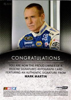 2012 Press Pass Redline - Signatures Red #RS--MM Mark Martin Back