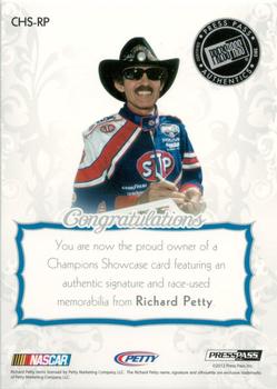 2012 Press Pass Showcase - Champions Showcase Ink #CHS-RP Richard Petty Back