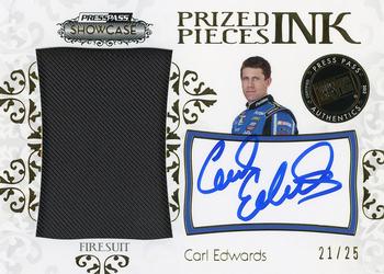 2012 Press Pass Showcase - Prized Pieces Ink Gold #PPI-CE Carl Edwards Front