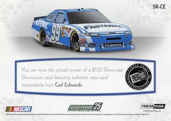 2012 Press Pass Showcase - Showroom Memorabilia #SR-CE No. 99 Roush Fenway Racing Ford Back