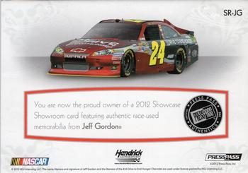 2012 Press Pass Showcase - Showroom Memorabilia #SR-JG No. 24 Drive To End Hunger Chevrolet Back