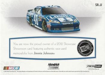 2012 Press Pass Showcase - Showroom Memorabilia #SR-JJ No. 48 Lowe's Chevrolet Back