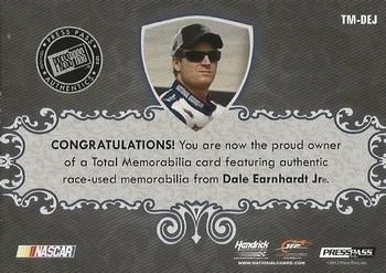 2012 Press Pass Total Memorabilia - Dual Swatch Gold #TM-DEJ Dale Earnhardt Jr. Back