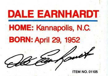 1989-92 Racing Champions Stock Car #01105 Dale Earnhardt Back
