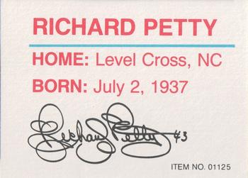 1989-92 Racing Champions Stock Car #01125 Richard Petty Back