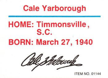 1989-92 Racing Champions Stock Car #01144 Cale Yarborough Back