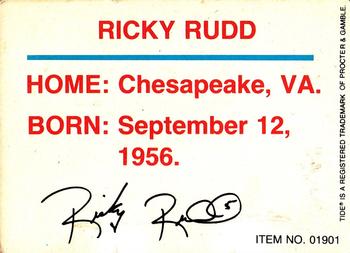 1989-92 Racing Champions Stock Car #01901 Ricky Rudd Back