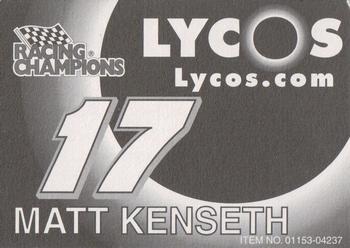 1998 Racing Champions NASCAR #01153-04237 Matt Kenseth Back