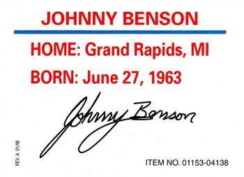 1998 Racing Champions NASCAR #01153-04138 Johnny Benson Jr. Back