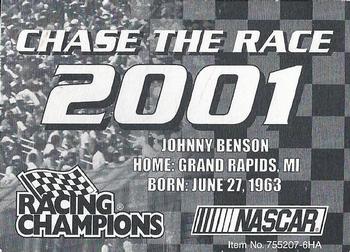 2001 Racing Champions #755207-6HA Johnny Benson Jr. Back