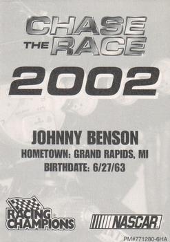2002 Racing Champions #771280-6HA Johnny Benson Jr. Back
