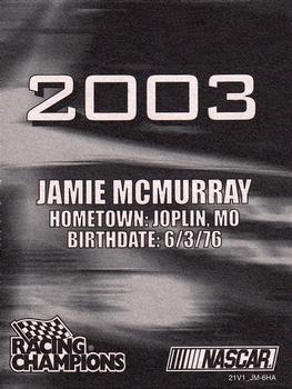 2003 Racing Champions #03-21 Jamie McMurray Back