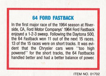 1992 Racing Champions Racing Hero's #01702 Ford Fastback Back