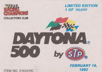 1991-92 Racing Champions Exclusives #01606RC Daytona February 16 Back