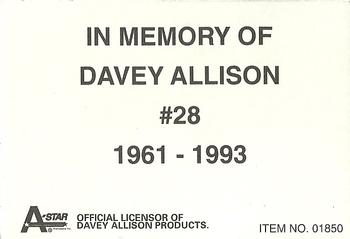 1993 Racing Champions Premier #01850 Davey Allison Back