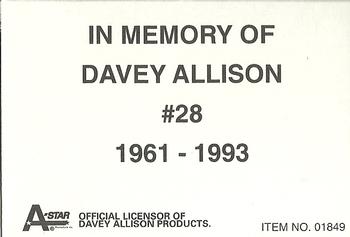 1993 Racing Champions Premier #01849 Davey Allison Back