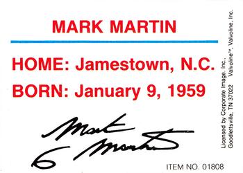 1993 Racing Champions Premier #01808 Mark Martin Back