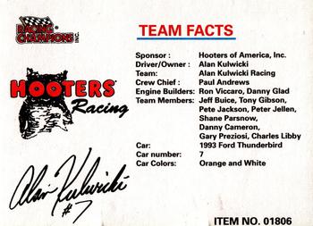 1993 Racing Champions Premier #01806 Alan Kulwicki Back