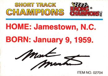 1993 Racing Champions Short Track Champions #02704 Mark Martin Back