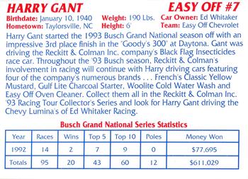 1993  Reckitt & Colman Inc. '93 Racing Tour Collectors Series #NNO Harry Gant Back