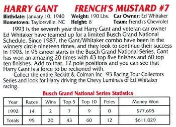 1993  Reckitt & Colman Inc. '93 Racing Tour Collectors Series #NNO Harry Gant Back