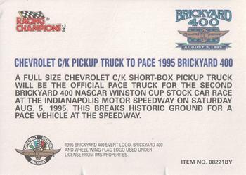 1995 Racing Champions Exclusives #08221BY Brickyard 400 Pace Truck Back