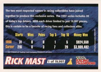1997 Racing Champions Pinnacle #NNO Rick Mast Back
