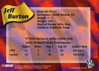 1998 Racing Champions Press Pass #NNO Jeff Burton Back