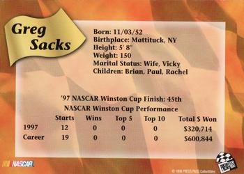 1998 Racing Champions Press Pass #NNO Greg Sacks Back