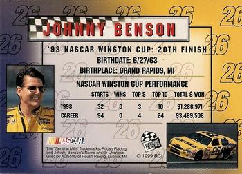1999 Racing Champions Press Pass #NNO Johnny Benson Jr. Back