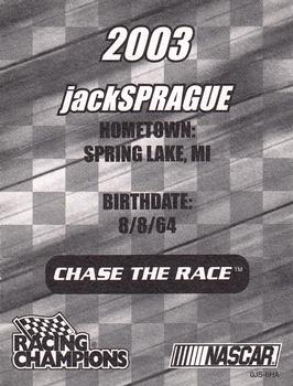 2003 Racing Champions Ultra #0JS-6HA Jack Sprague Back