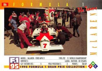 1995 PMC Formula 1 #86 McLaren / Ford MP4/1 Back