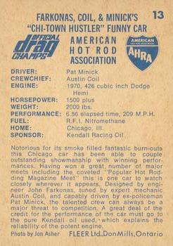 1971 Fleer AHRA Drag Champs Canadian #13 Pat Minick Back