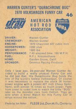 1971 Fleer AHRA Drag Champs Canadian #46 Warren Gunter Back