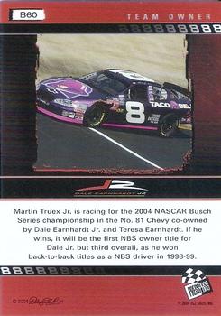 2004 Press Pass Dale Earnhardt Jr. - Bronze #B60 Martin Truex Jr.'s car Back