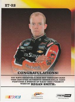 2013 Press Pass Ignite - Hot Threads Silver #HT-RS Regan Smith Back