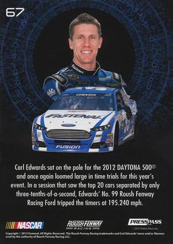2013 Press Pass Ignite - Color Proof Yellow #67 Carl Edwards Back