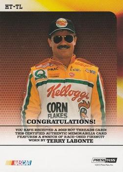 2013 Press Pass Ignite - Hot Threads Blue #HT-TL Terry Labonte Back