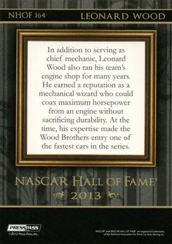 2013 Press Pass Ignite - NASCAR Hall of Fame #NHOF 164 Leonard Wood Back