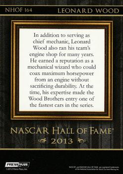 2013 Press Pass Ignite - NASCAR Hall of Fame Blue #NHOF 164 Leonard Wood Back