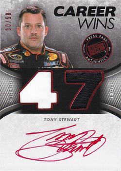2013 Press Pass Redline - Career Wins Relic Autographs Red #CW-TS Tony Stewart Front