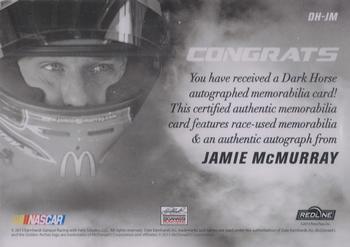 2013 Press Pass Redline - Dark Horse Relic Autographs Blue #DH-JM Jamie McMurray Back