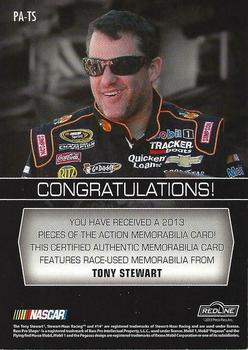 2013 Press Pass Redline - Pieces of the Action Red #PA-TS Tony Stewart Back